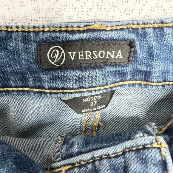 Versona Women's Blue Denim Pencil Skirt Size 27 Stretch Pockets Casual - Picture 6 of 10